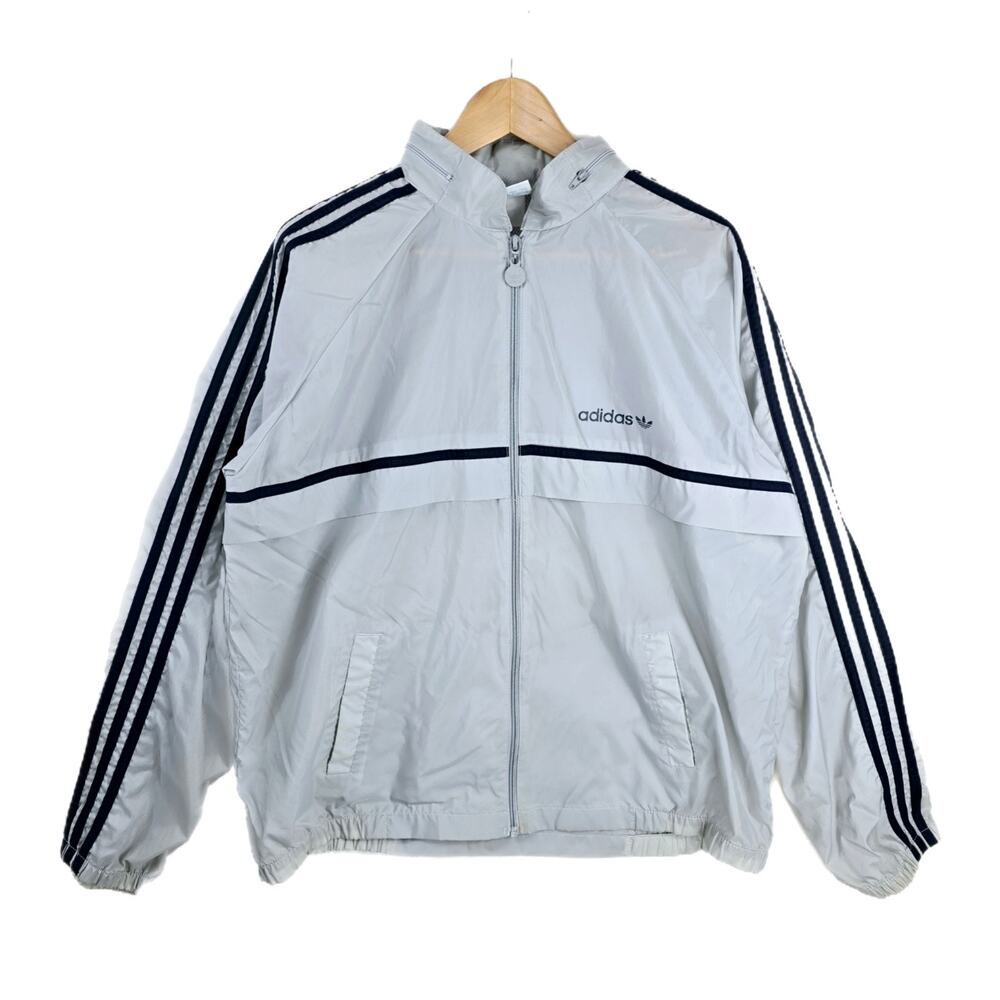 Vintage 80s Adidas Full Zip Windbreaker Mens Lightweight Jacket Size Large Gray